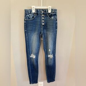 KanCan Dark Blue Button-Fly Skinny Jeans